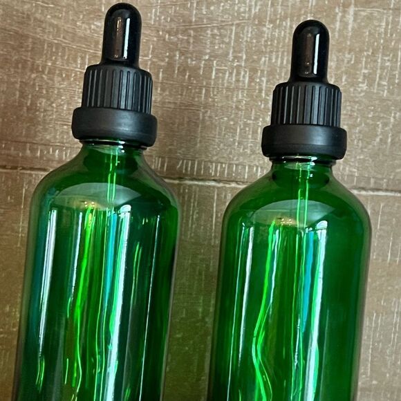 Green Glass Dropper Bottle 4 oz - Set of 2 - Picture 2 of 2